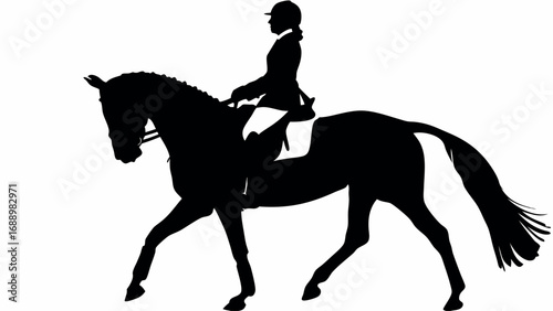 Elegant equestrian silhouette capturing grace and power in a dynamic horse riding pose