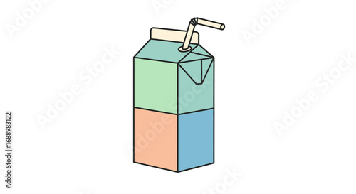 A tall carton of juice with a straw inserted ready for drinking