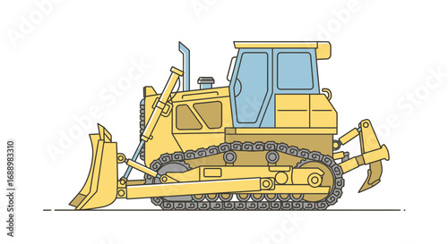 Heavy Construction Earthmoving Vehicle With Tracks and Blade for Pushing Materials