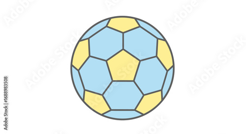 A Colorful Soccer Ball Featuring A Hexagonal And Pentagonal Panel Design In Light Blue And Yellow