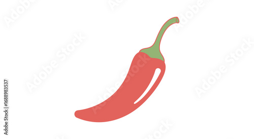 Vibrant Red Chili Pepper Illustration with a Green Stem and a Smooth Glossy Surface Showcasing Its Natural Edible Appeal and Culinary Versatility