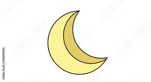 A simple yellow crescent moon icon against a white background symbolizing nighttime or a phase of the moon in space