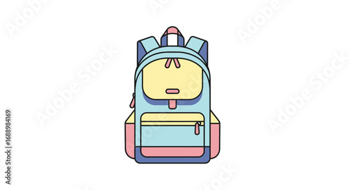 A Vibrant Backpack Featuring a Pastel Color Palette for School or Travel Needs