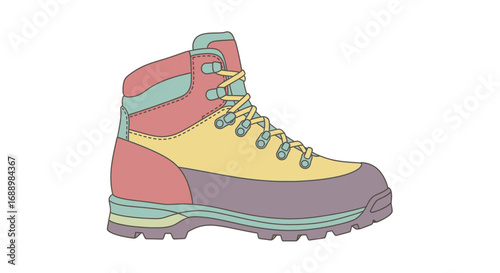 A Colorful Hiking Boot Designed for Comfort and Durability on Rugged Trails