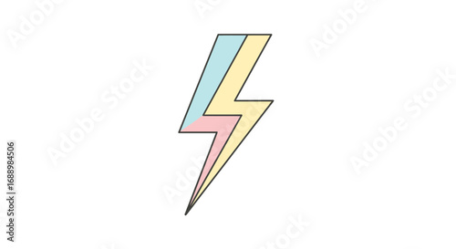 Vibrant Pastel Lightning Bolt Symbol Representing Energy Power and Electrical Discharge in a Soft Color Palette
