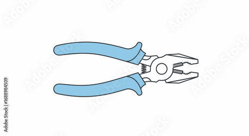 A Detailed Illustration of a Versatile Combination Pliers Tool with Light Blue Grips for Various Mechanical Tasks and DIY Projects