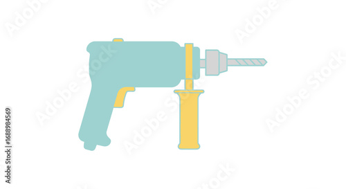An Electric Handheld Rotary Drill With A Side Auxiliary Handle For Enhanced Control And Precision During Drilling Operations