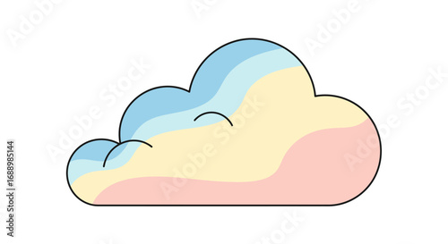 Whimsical pastel colored cloud with a smiling face floating serenely in a clear sky a delightful illustration for children's art and whimsical designs