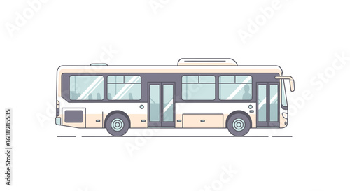 A Modern Passenger Bus Depicted in a Clean Vector Style on a White Background Showcasing Its Sleek Design and Multiple Windows
