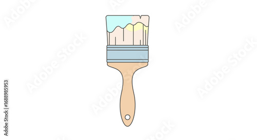 An artistic brush dipped in a palette of pastel colors ready to transform surfaces with vibrant hues and creative expression