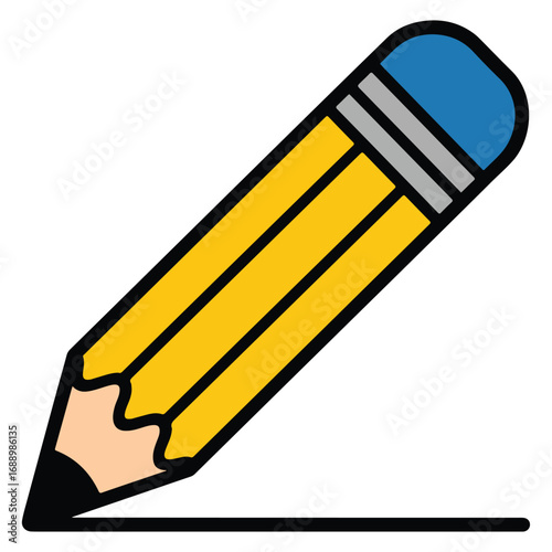 Pencil with eraser vector illustration for school and office use