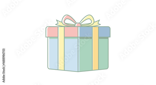 A beautifully wrapped present with pastel colored ribbon and bow perfect for any celebration or special occasion offering a festive and joyful atmosphere