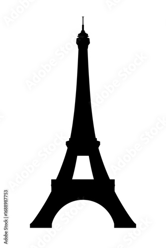 Eiffel Tower Silhouette Iconic Landmark in Black and White, Paris France architecture, popular for tourism and travel