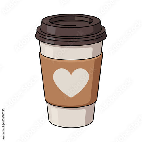 Coffee Cup with Heart Vector Illustration for Cafe Menu, Drink Advertisements, and Love Themed Designs
