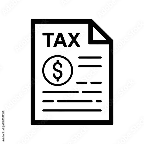 Tax form icon depicting financial documents and dollar symbol for accounting purposes, business expenses and financial paperwork.
