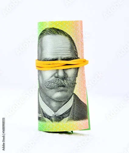 one hundred australian dollar bill on white