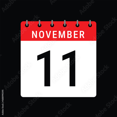 Veterans Day November 11 Calendar Icon