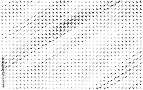 Halftone gradient. Faded stochastic dotwork texture. Random grunge noise background. Black dots, speckles or particles wallpaper. Halftone vector monochrome backdrop