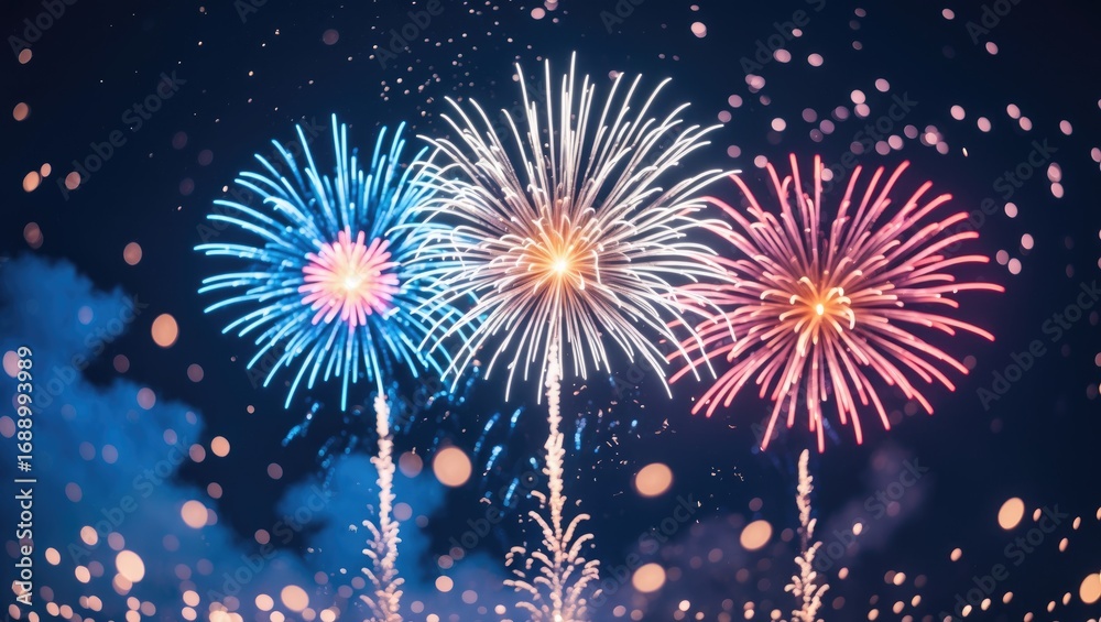 Naklejka premium Colorful fireworks display celebrating a special occasion or event.