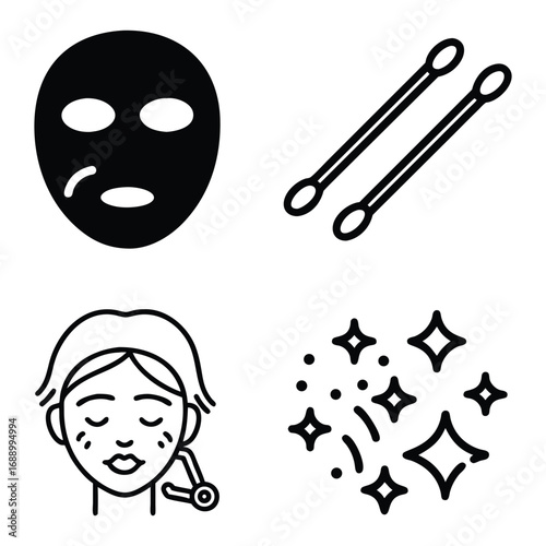 Colorful spa and beauty treatment icons set for skincare and wellness applications