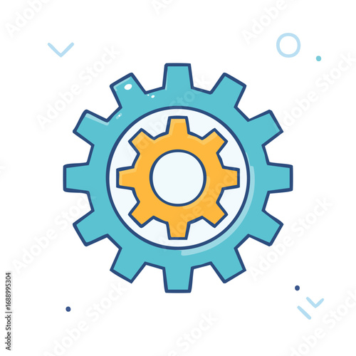 Settings Cogwheel Icon with Yellow Center - AI Generated