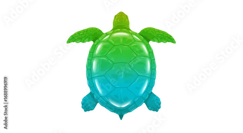 Gradient Green and Blue Sea Turtle Illustration.