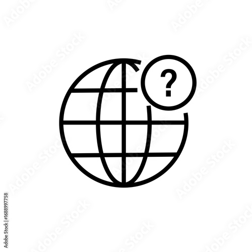 Globe with Question Mark Icon Internet, Information, and Global Support Symbol