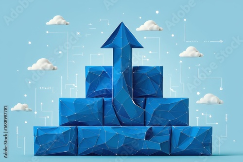 Abstract Geometric Pyramid with Upward Arrow - Business Growth Concept