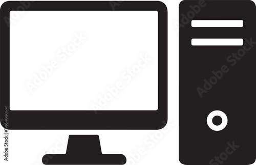 Desktop Computer Icon With Monitor And Tower screen