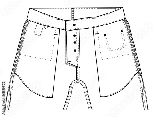 Inside denim jeans pant front part inside vector art design
