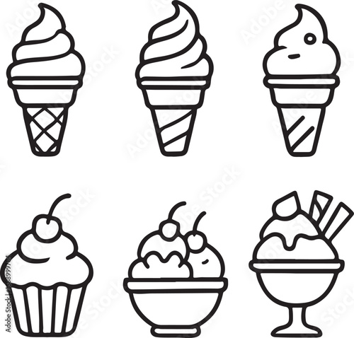 Ice Cream and Dessert Icons cone cupcake