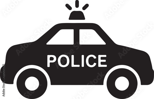 Black silhouette of a police car with the word police on its side