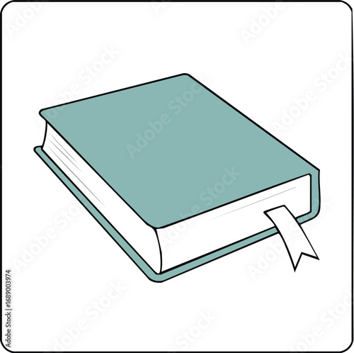 Closed light blue book with a white bookmark ribbon. Simple vector illustration for education, literature, or library themes. Generative AI