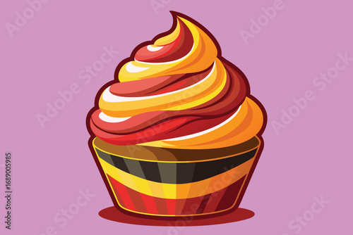 Delicious swirl cupcake with vibrant frosting, perfect for celebrations and sweet treats
