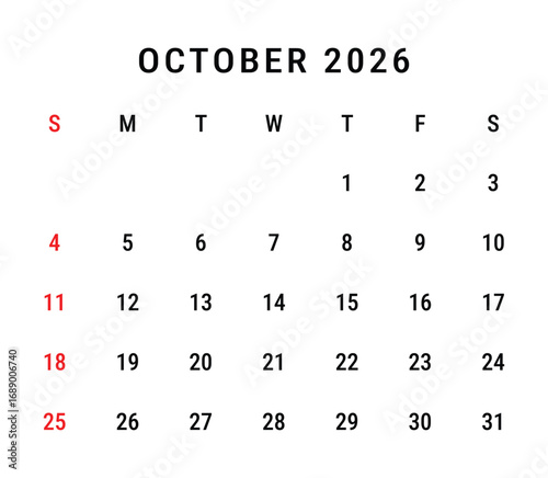 October 2026 Calendar Poster Template
