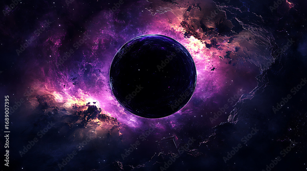 Obraz premium Mysterious Planet Amidst a Vibrant Cosmic Nebula