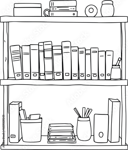 Hand Drawn Minimalist Bookcase Illustration 