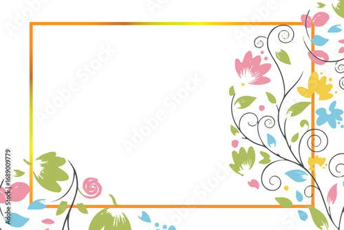 Elegant Floral Frame with a Golden Border