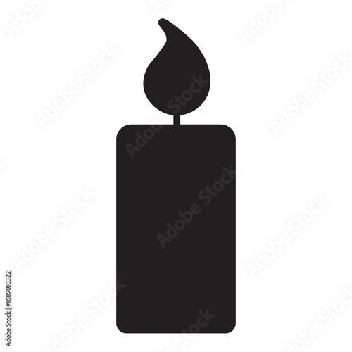 Candle Icon Vector – Burning Wax Candle Silhouette