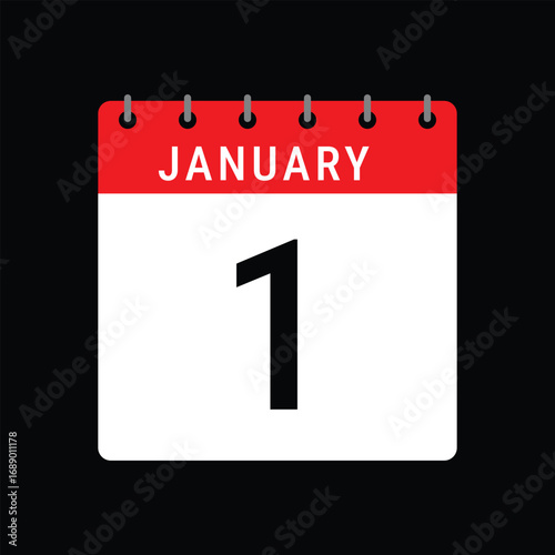 January 1 Calendar Icon Happy New Year
