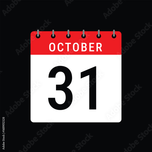 October 31 Calendar Icon Flat Design