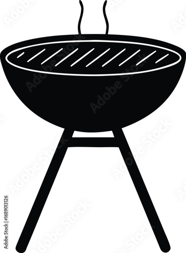 camp grill with grate silhouette vector illustration