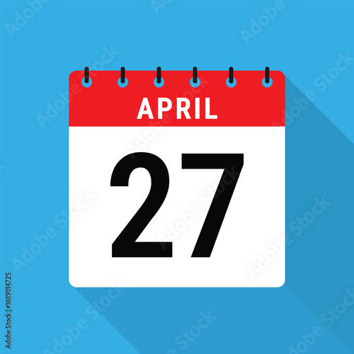 April 27 Calendar Icon Flat Design