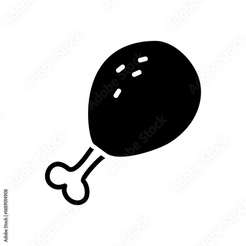 Minimalist Cooked Chicken Leg Outline Icon