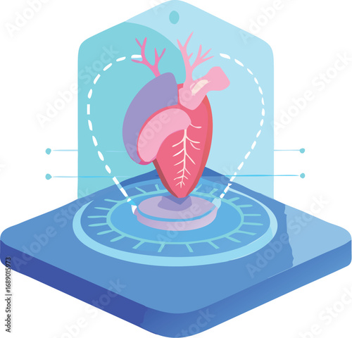 Futuristic holographic organ transplant concept vector illustration scalable eps medical innovation