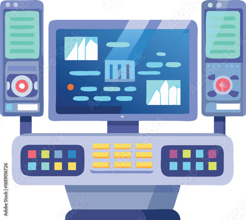 Futuristic icu control panel glowing holographic medical technology vector illustration eps