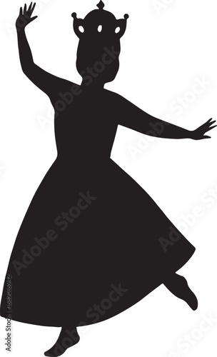 Dynamic Maracatu dancer silhouette vector, vibrant cultural dance illustration for designs.