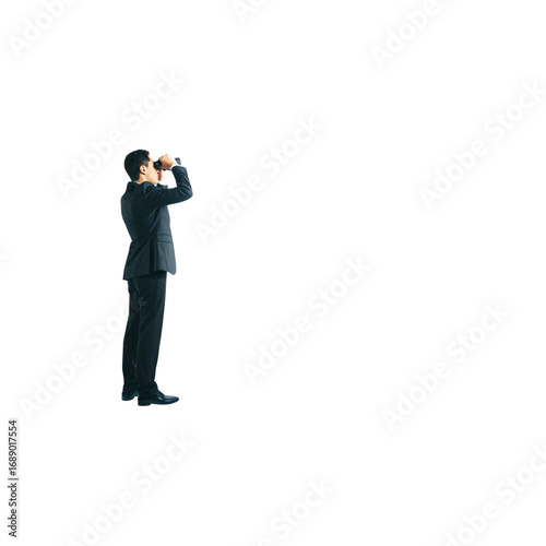 Business Vision and Direction Vector Man on Arrow with Binoculars