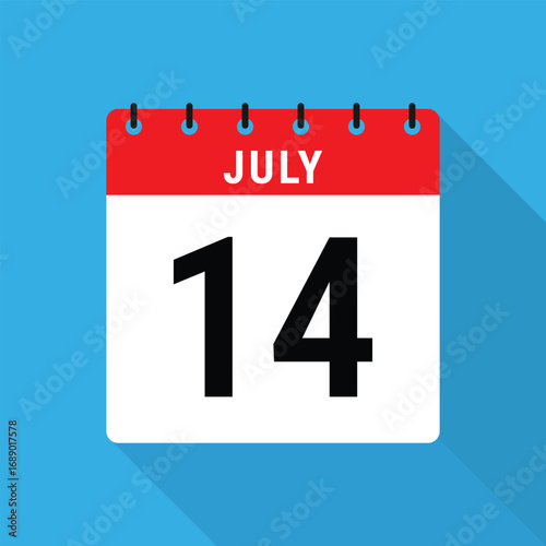 14 July Calendar Icon
