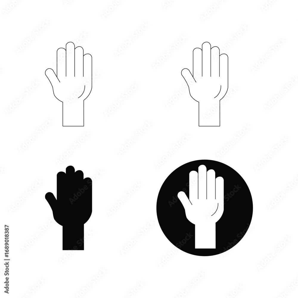 Obraz premium Hand sign vector icons set with silhouette gestures and volunteer human hands illustration